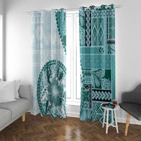 Samoa Siapo Elegant Window Curtain Hibiscus Teal Motifs - Polynesian Pride
