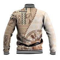 Samoa Siapo Elegant Baseball Jacket Hibiscus Beige Motifs LT05 - Polynesian Pride
