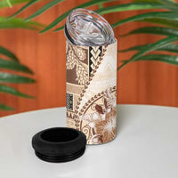 Samoa Siapo Elegant 4 in 1 Can Cooler Tumbler Hibiscus Beige Motifs LT05 - Polynesian Pride