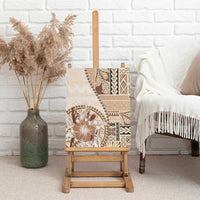 Samoa Siapo Elegant Canvas Wall Art Hibiscus Beige Motifs LT05 - Polynesian Pride