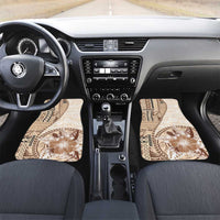 Samoa Siapo Elegant Car Mats Hibiscus Beige Motifs LT05 Set 2pcs - Front Beige - Polynesian Pride
