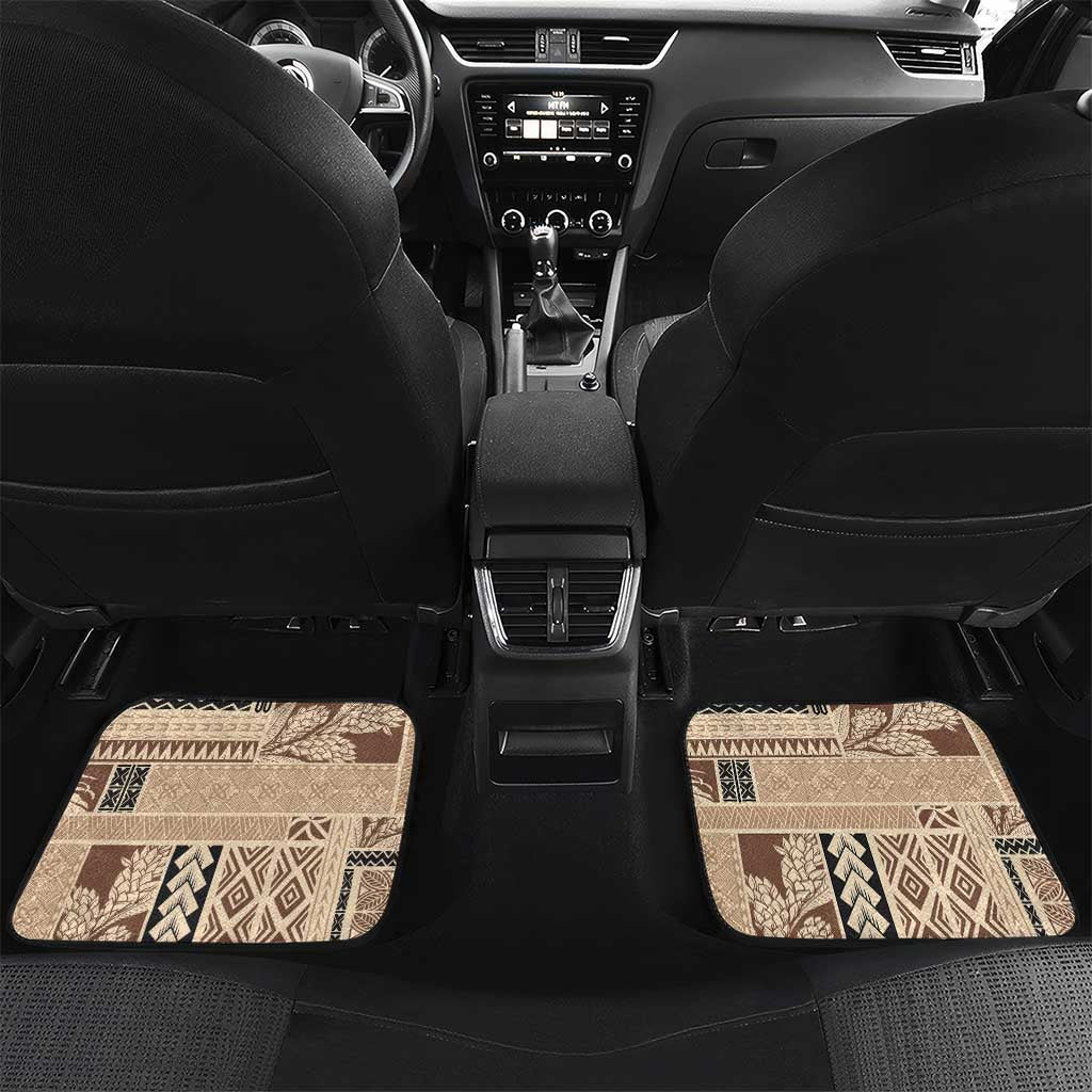 Samoa Siapo Elegant Car Mats Hibiscus Beige Motifs LT05 Set 2pcs - Back Beige - Polynesian Pride
