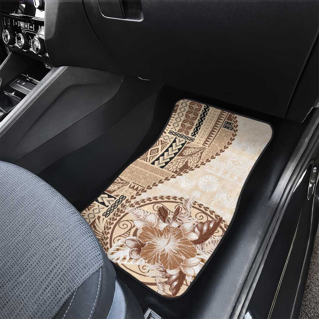 Samoa Siapo Elegant Car Mats Hibiscus Beige Motifs LT05 - Polynesian Pride