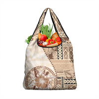 Samoa Siapo Elegant Grocery Bag Hibiscus Beige Motifs LT05 1-pack One Size Beige - Polynesian Pride