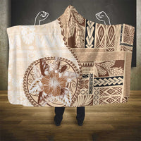 Samoa Siapo Elegant Hooded Blanket Hibiscus Beige Motifs LT05 - Polynesian Pride