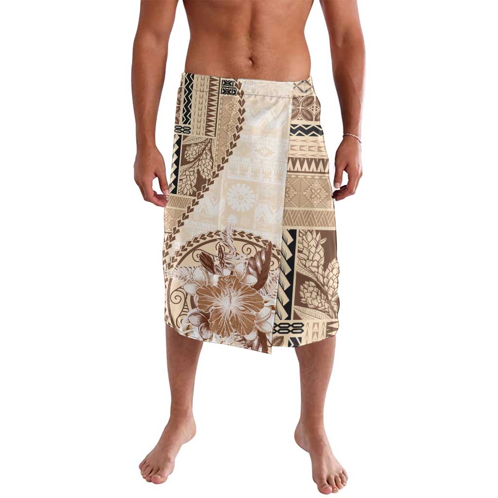 Samoa Siapo Elegant Lavalava Hibiscus Beige Motifs - Polynesian Pride