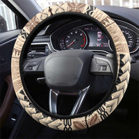 Samoa Siapo Elegant Steering Wheel Cover Hibiscus Beige Motifs LT05 - Polynesian Pride