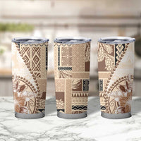 Samoa Siapo Elegant Tumbler Cup Hibiscus Beige Motifs - Polynesian Pride
