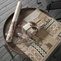 Samoa Siapo Elegant Wrapping Paper Hibiscus Beige Motifs LT05 - Polynesian Pride