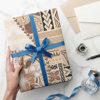 Samoa Siapo Elegant Wrapping Paper Hibiscus Beige Motifs LT05 - Polynesian Pride