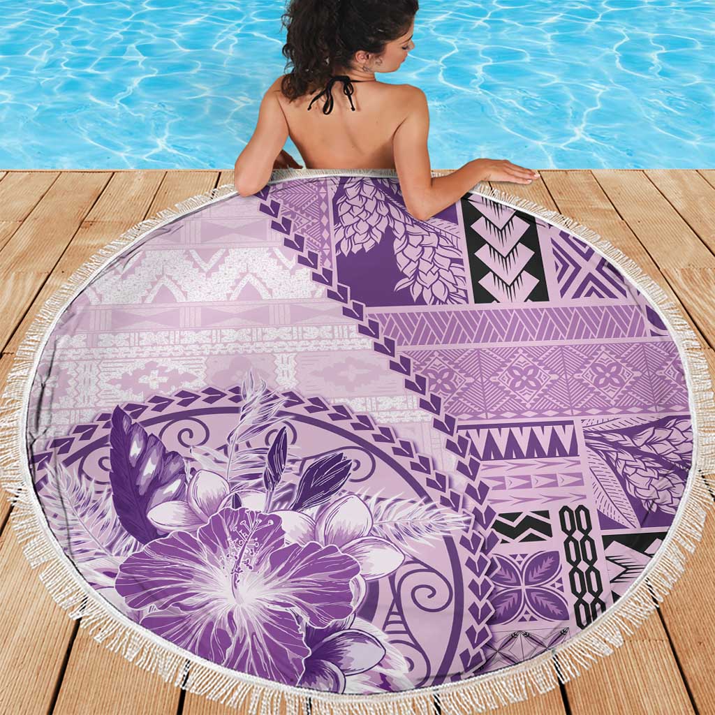Samoa Siapo Elegant Beach Blanket Hibiscus Violet Motifs LT05 - Polynesian Pride