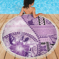 Samoa Siapo Elegant Beach Blanket Hibiscus Violet Motifs LT05 - Polynesian Pride