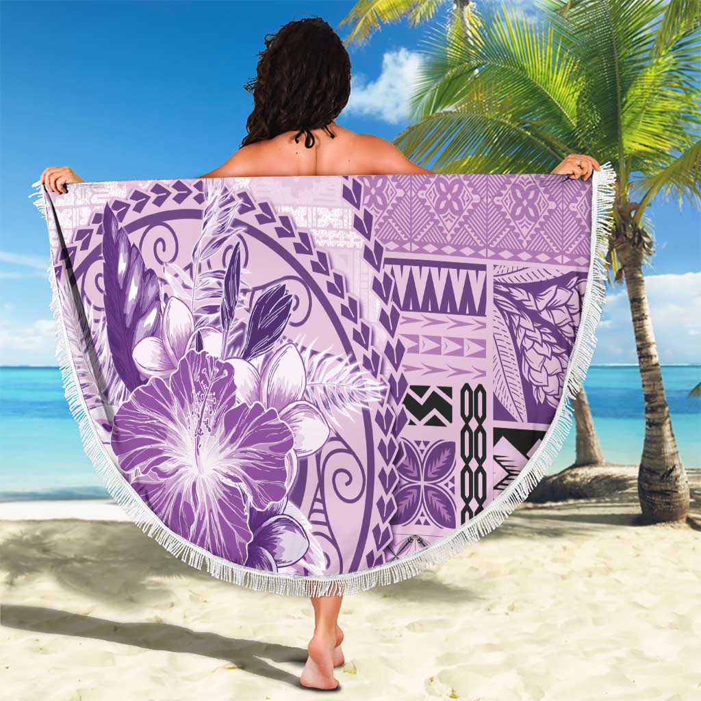 Samoa Siapo Elegant Beach Blanket Hibiscus Violet Motifs LT05 - Polynesian Pride