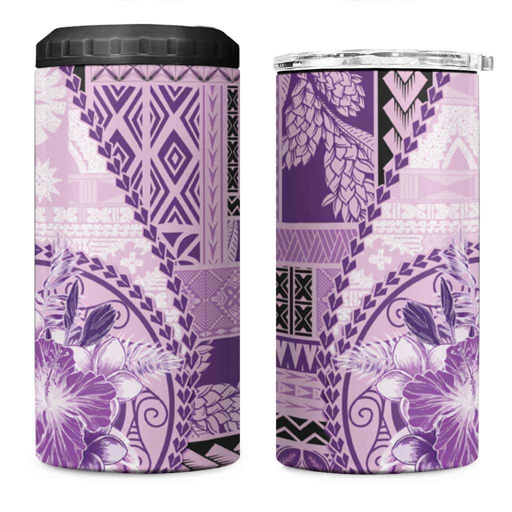 Samoa Siapo Elegant 4 in 1 Can Cooler Tumbler Hibiscus Violet Motifs LT05 One Size: 16 oz Violet - Polynesian Pride