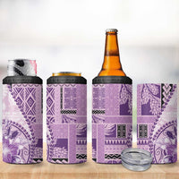 Samoa Siapo Elegant 4 in 1 Can Cooler Tumbler Hibiscus Violet Motifs LT05 - Polynesian Pride