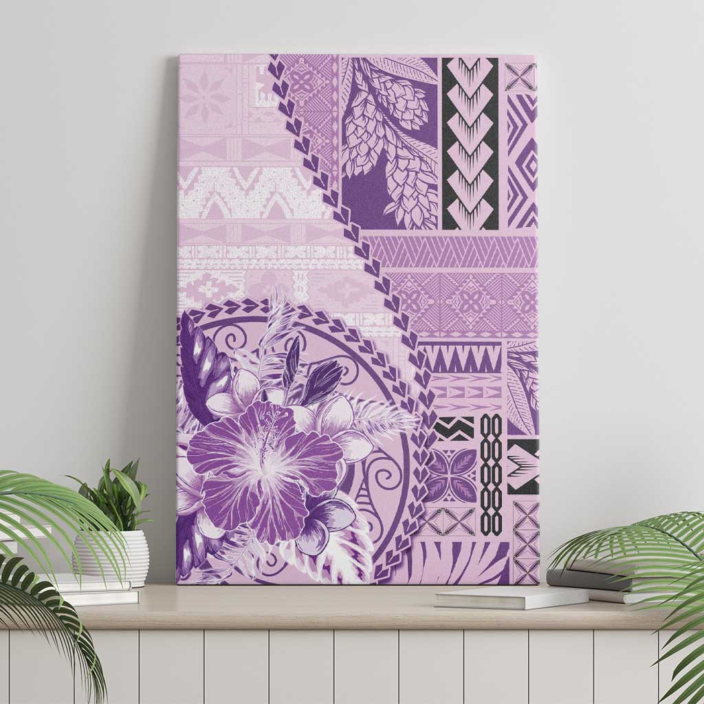 Samoa Siapo Elegant Canvas Wall Art Hibiscus Violet Motifs LT05 - Polynesian Pride