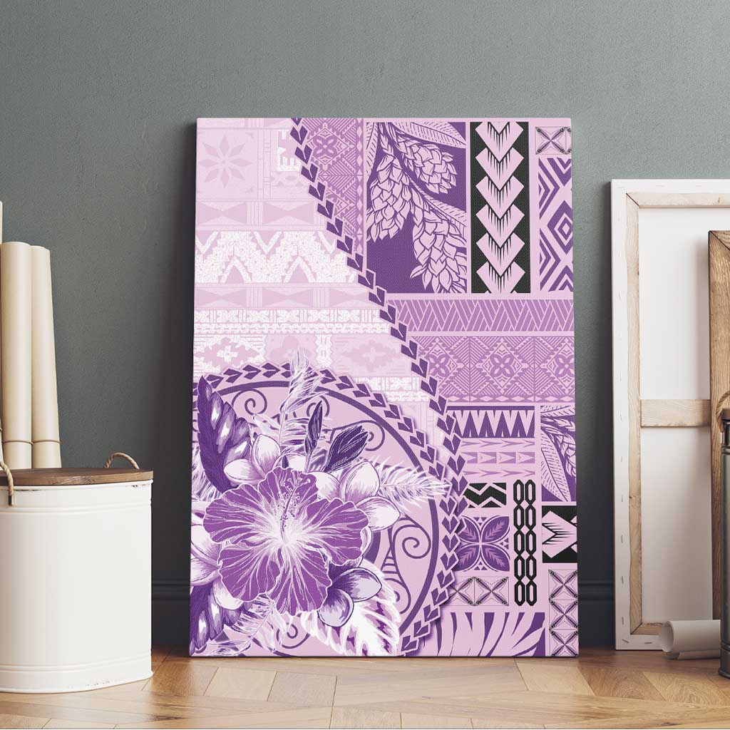 Samoa Siapo Elegant Canvas Wall Art Hibiscus Violet Motifs LT05 - Polynesian Pride