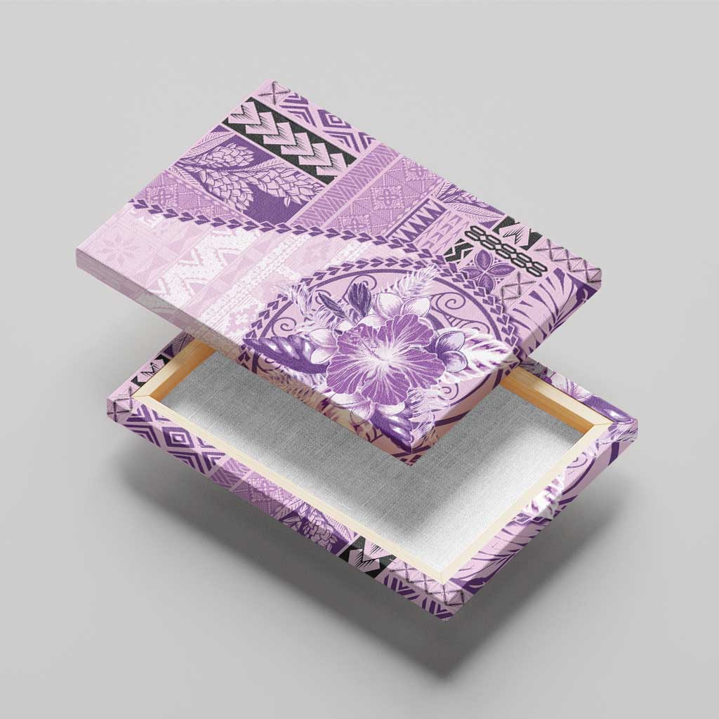 Samoa Siapo Elegant Canvas Wall Art Hibiscus Violet Motifs LT05 - Polynesian Pride