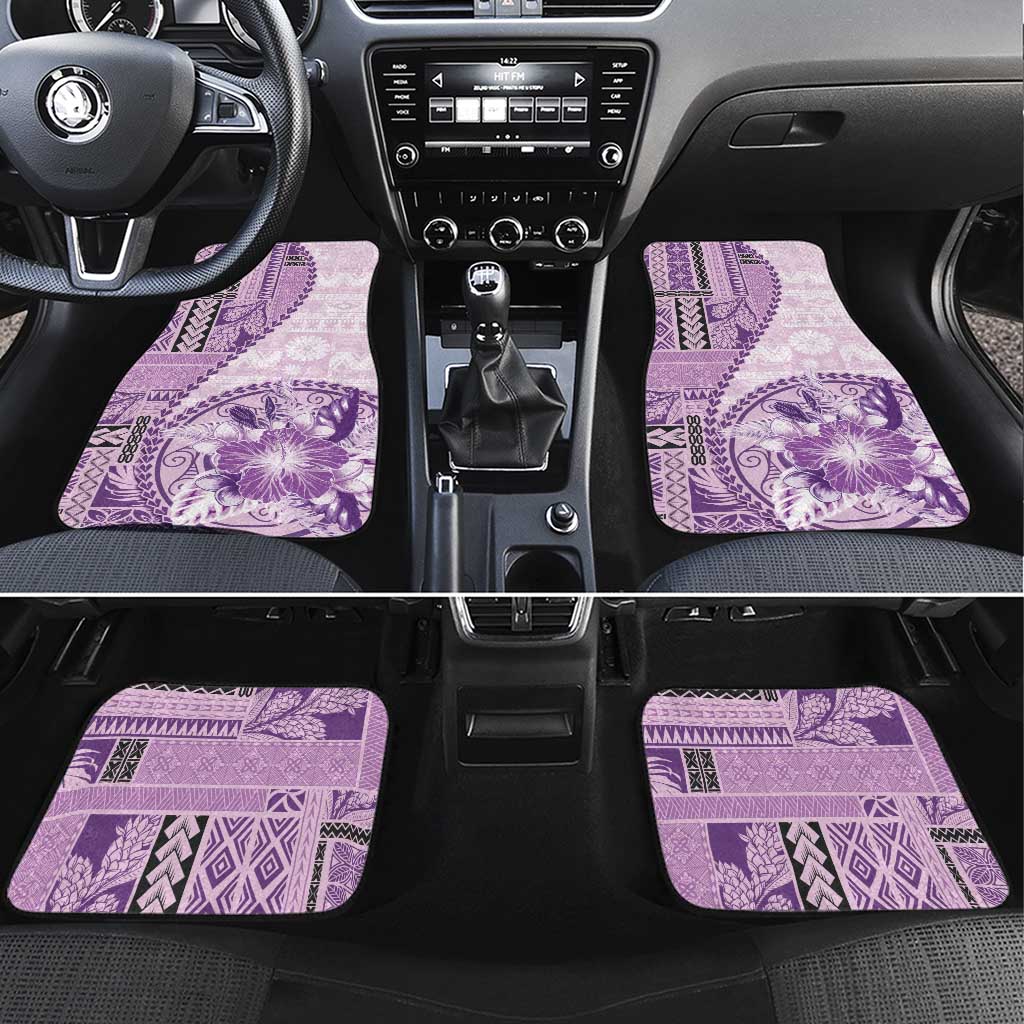 Samoa Siapo Elegant Car Mats Hibiscus Violet Motifs LT05 Set 4pcs Violet - Polynesian Pride