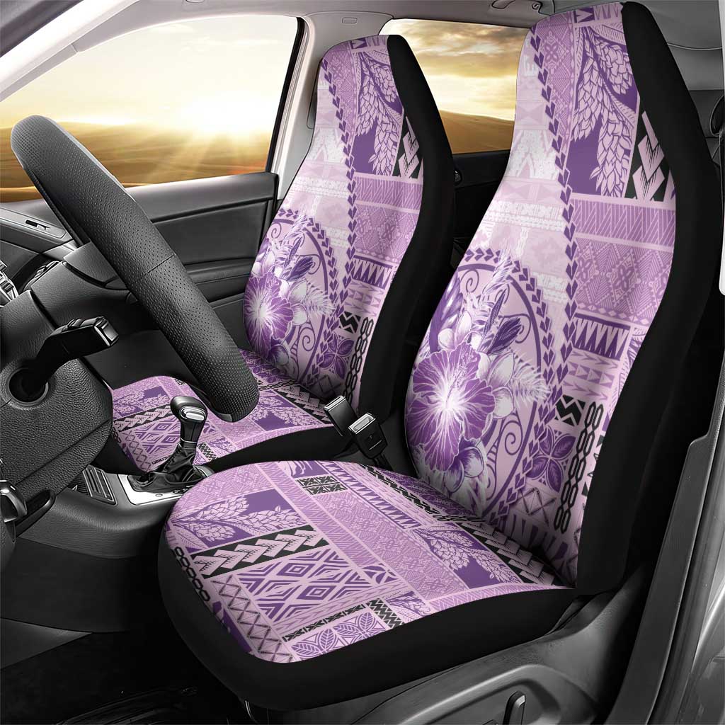 Samoa Siapo Elegant Car Seat Cover Hibiscus Violet Motifs - Polynesian Pride