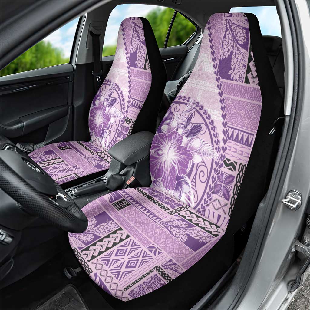 Samoa Siapo Elegant Car Seat Cover Hibiscus Violet Motifs - Polynesian Pride