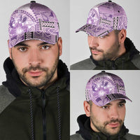 Samoa Siapo Elegant Classic Cap Hibiscus Violet Motifs - Polynesian Pride
