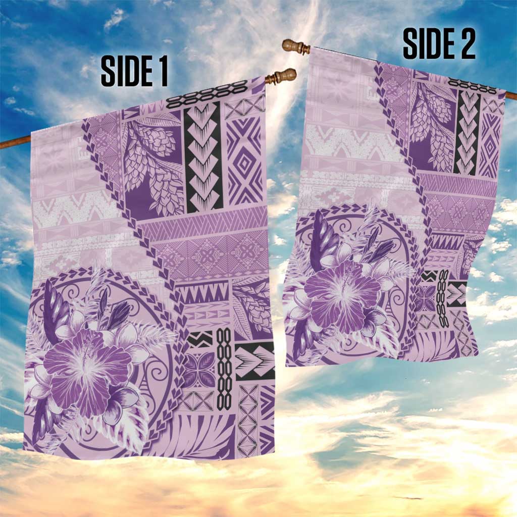 Samoa Siapo Elegant Garden Flag Hibiscus Violet Motifs - Polynesian Pride