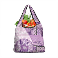 Samoa Siapo Elegant Grocery Bag Hibiscus Violet Motifs LT05 1-pack One Size Violet - Polynesian Pride