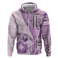 Samoa Siapo Elegant Hoodie Hibiscus Violet Motifs - Polynesian Pride