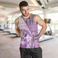 Samoa Siapo Elegant Men Tank Top Hibiscus Violet Motifs - Polynesian Pride