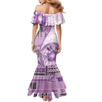 Samoa Siapo Elegant Mermaid Dress Hibiscus Violet Motifs - Polynesian Pride