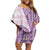 Samoa Siapo Elegant Off Shoulder Short Dress Hibiscus Violet Motifs - Polynesian Pride