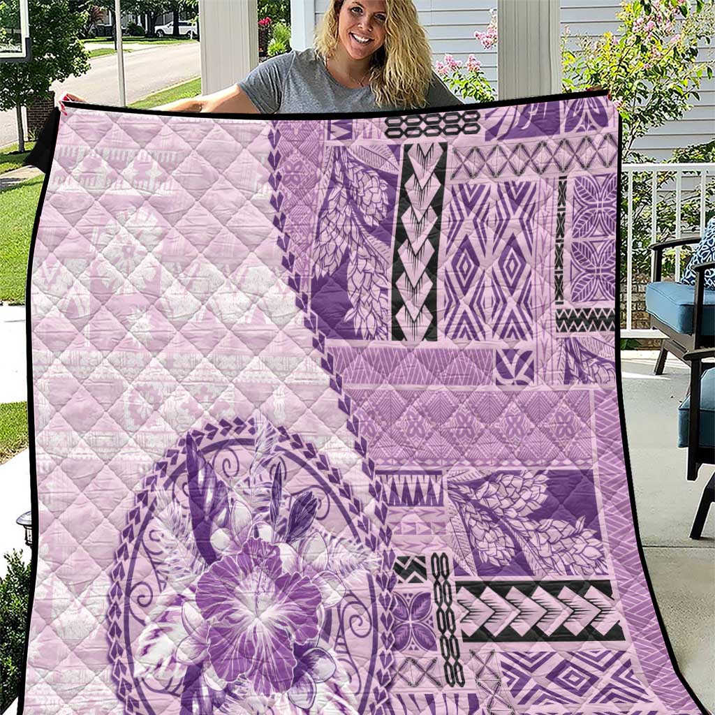 Samoa Siapo Elegant Quilt Hibiscus Violet Motifs - Polynesian Pride