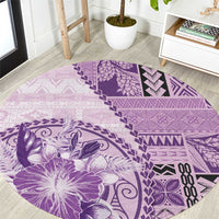 Samoa Siapo Elegant Round Carpet Hibiscus Violet Motifs - Polynesian Pride