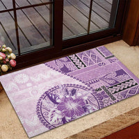 Samoa Siapo Elegant Rubber Doormat Hibiscus Violet Motifs LT05 - Polynesian Pride