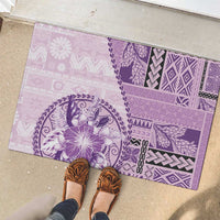 Samoa Siapo Elegant Rubber Doormat Hibiscus Violet Motifs LT05 - Polynesian Pride