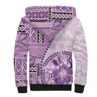 Samoa Siapo Elegant Sherpa Hoodie Hibiscus Violet Motifs LT05 - Polynesian Pride