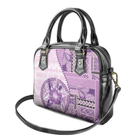 Samoa Siapo Elegant Shoulder Handbag Hibiscus Violet Motifs - Polynesian Pride