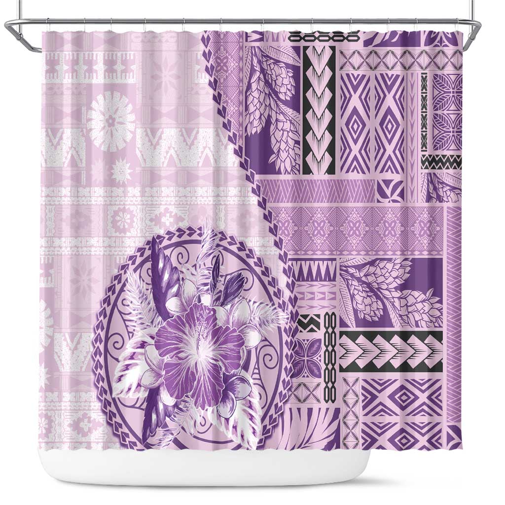 Samoa Siapo Elegant Shower Curtain Hibiscus Violet Motifs - Polynesian Pride