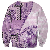 Samoa Siapo Elegant Sweatshirt Hibiscus Violet Motifs LT05 - Polynesian Pride