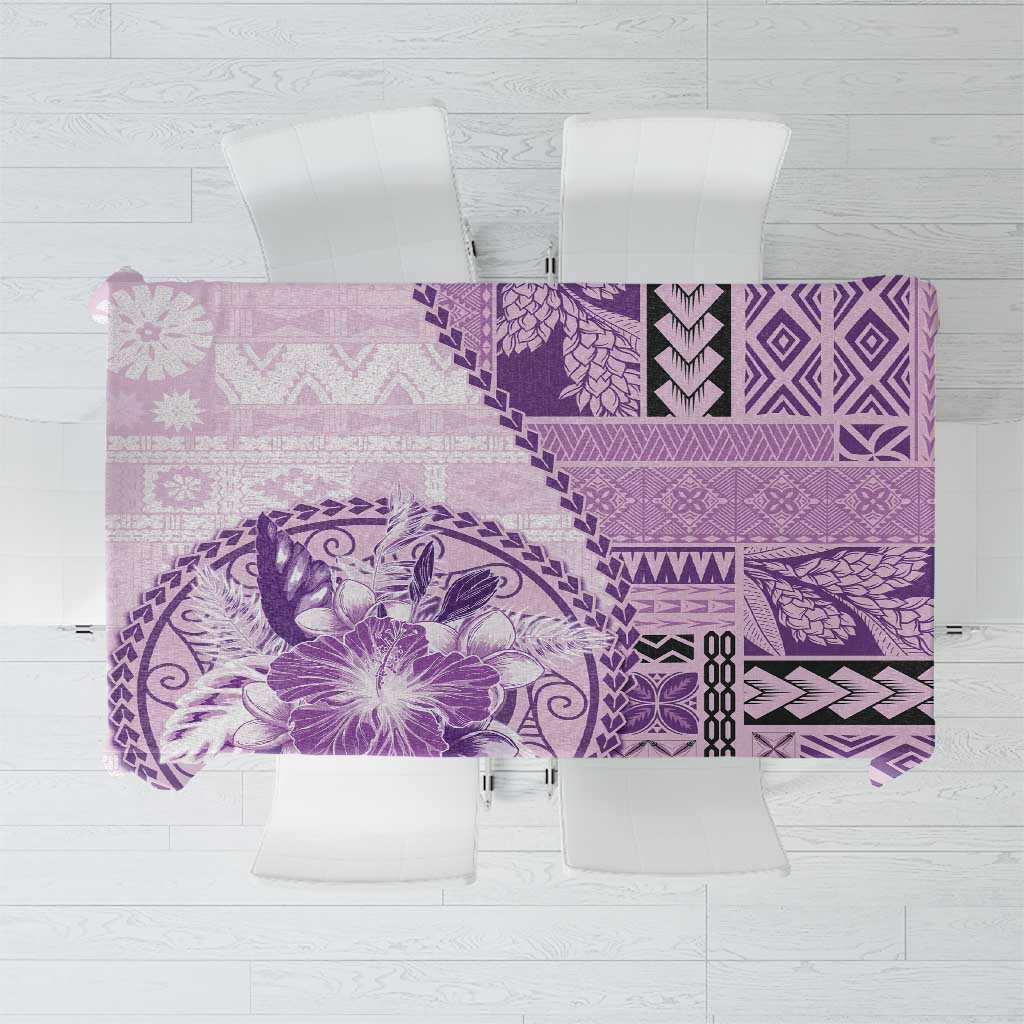 Samoa Siapo Elegant Tablecloth Hibiscus Violet Motifs LT05 Violet - Polynesian Pride