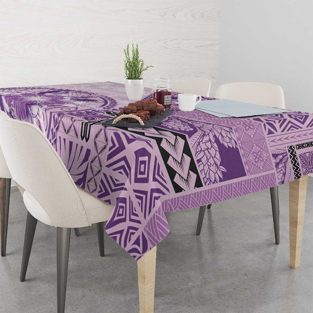 Samoa Siapo Elegant Tablecloth Hibiscus Violet Motifs LT05 - Polynesian Pride