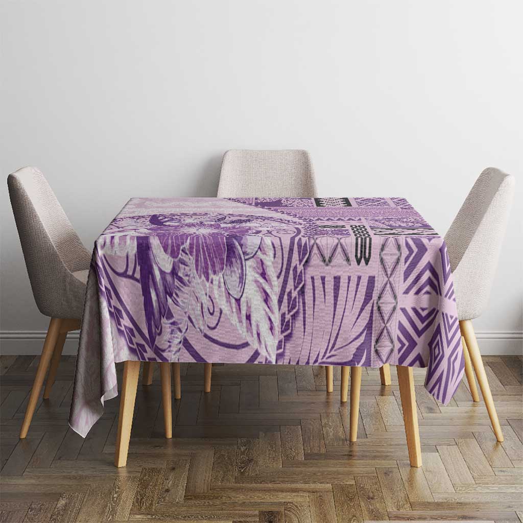 Samoa Siapo Elegant Tablecloth Hibiscus Violet Motifs LT05 - Polynesian Pride
