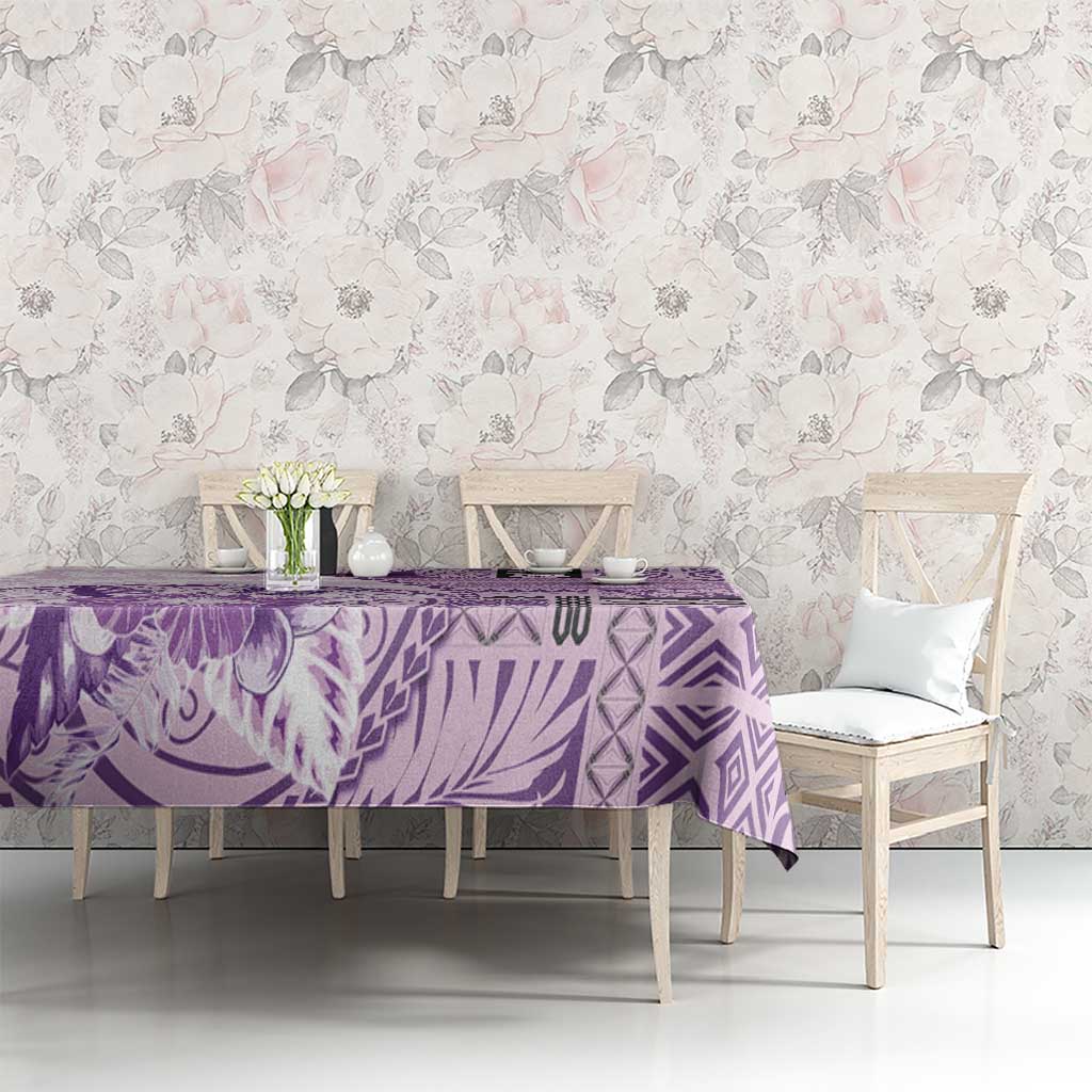 Samoa Siapo Elegant Tablecloth Hibiscus Violet Motifs LT05 - Polynesian Pride