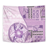 Samoa Siapo Elegant Tapestry Hibiscus Violet Motifs - Polynesian Pride