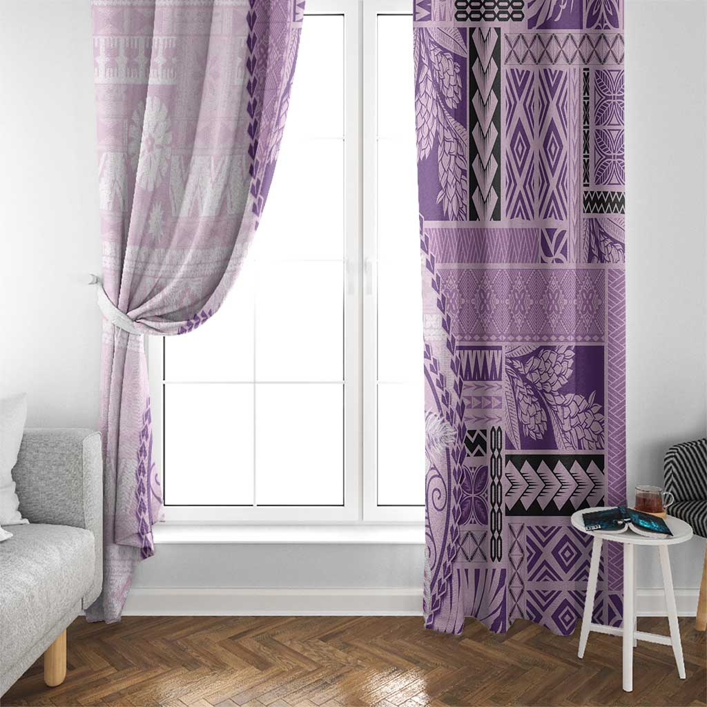Samoa Siapo Elegant Window Curtain Hibiscus Violet Motifs - Polynesian Pride