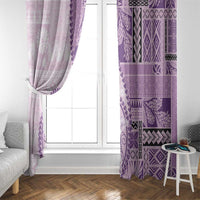 Samoa Siapo Elegant Window Curtain Hibiscus Violet Motifs - Polynesian Pride