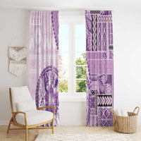 Samoa Siapo Elegant Window Curtain Hibiscus Violet Motifs - Polynesian Pride