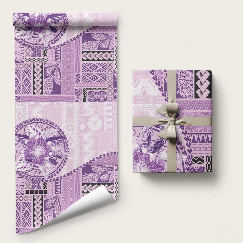Samoa Siapo Elegant Wrapping Paper Hibiscus Violet Motifs LT05 58" × 23" Violet - Polynesian Pride