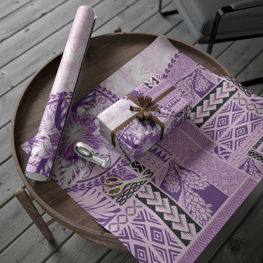Samoa Siapo Elegant Wrapping Paper Hibiscus Violet Motifs LT05 - Polynesian Pride
